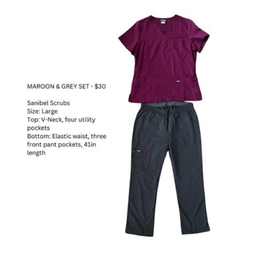 MAROON & GREY SCRUBS SET